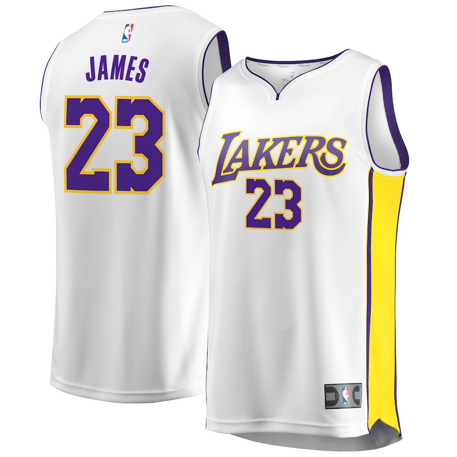 Men's Los Angeles Lakers #23 LeBron James White Stitched NBA Jersey